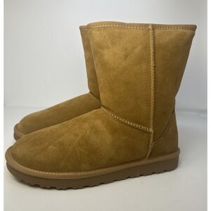 Bruno Marc Men's Suede Winter Boots Size 9 Chestnut Fuzzy Fur Lined Classic NIB
